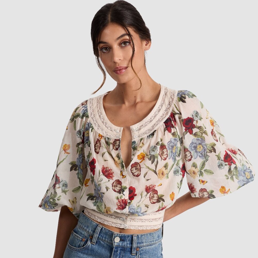 Alice + Olivia Cotton Blouse in Provence Floral EUC